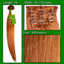 Pro  Great True Human Remy Hair  Extensions #30 Auburn - 24 inch Remy  - 