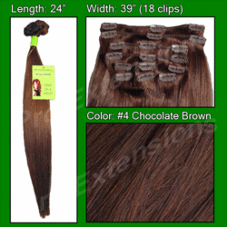 Pro  Great True Human Remy Hair Extensions #4 Chocolate Brown - 24 inch Remy 