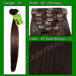 Pro  Great True Human Hair Extensions #2 Dark Brown - 14 inch  - 